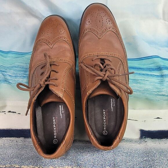 Rockport Shoes Comfort Brown Leather Wingtip Brogue Oxford Mens 7M - Picture 4 of 6